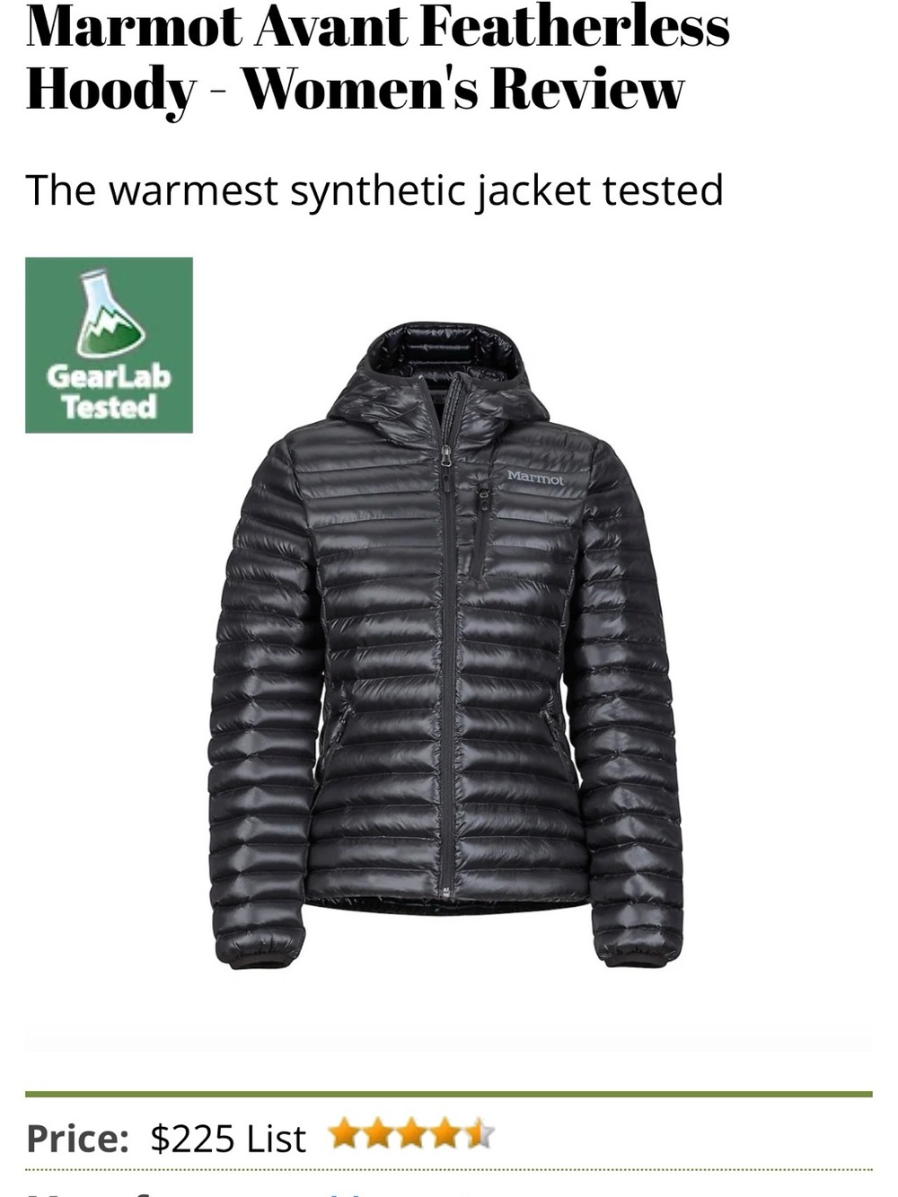 Marmot down winter jacket